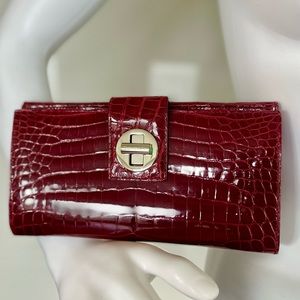 NEW TIFFANY & CO genuine CROCODILE ALLIGATOR RED WALLET